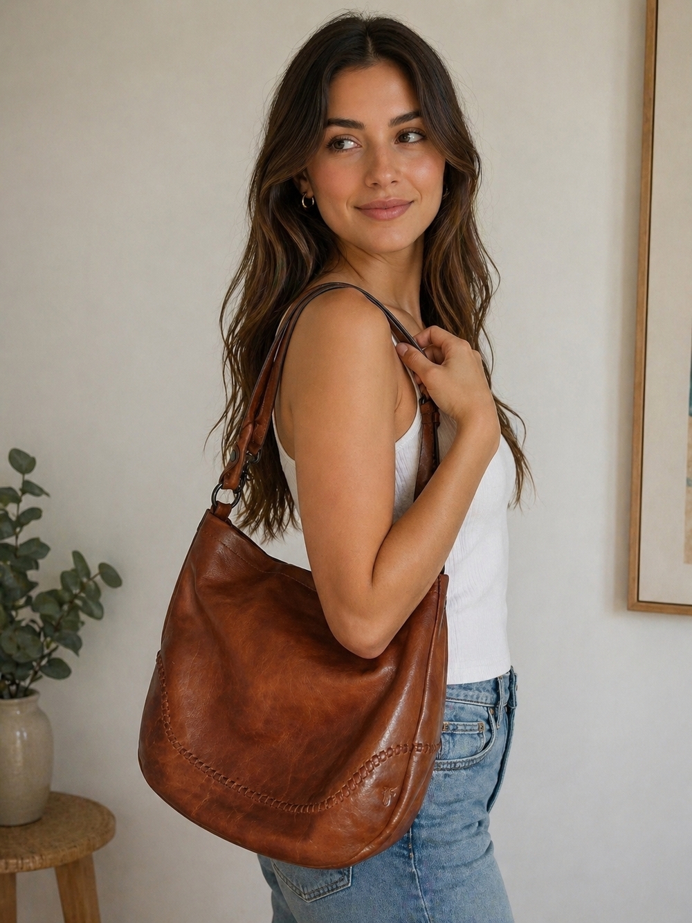 Frye Melissa Genuine Leather Slouchy Hobo Shoulder Bag